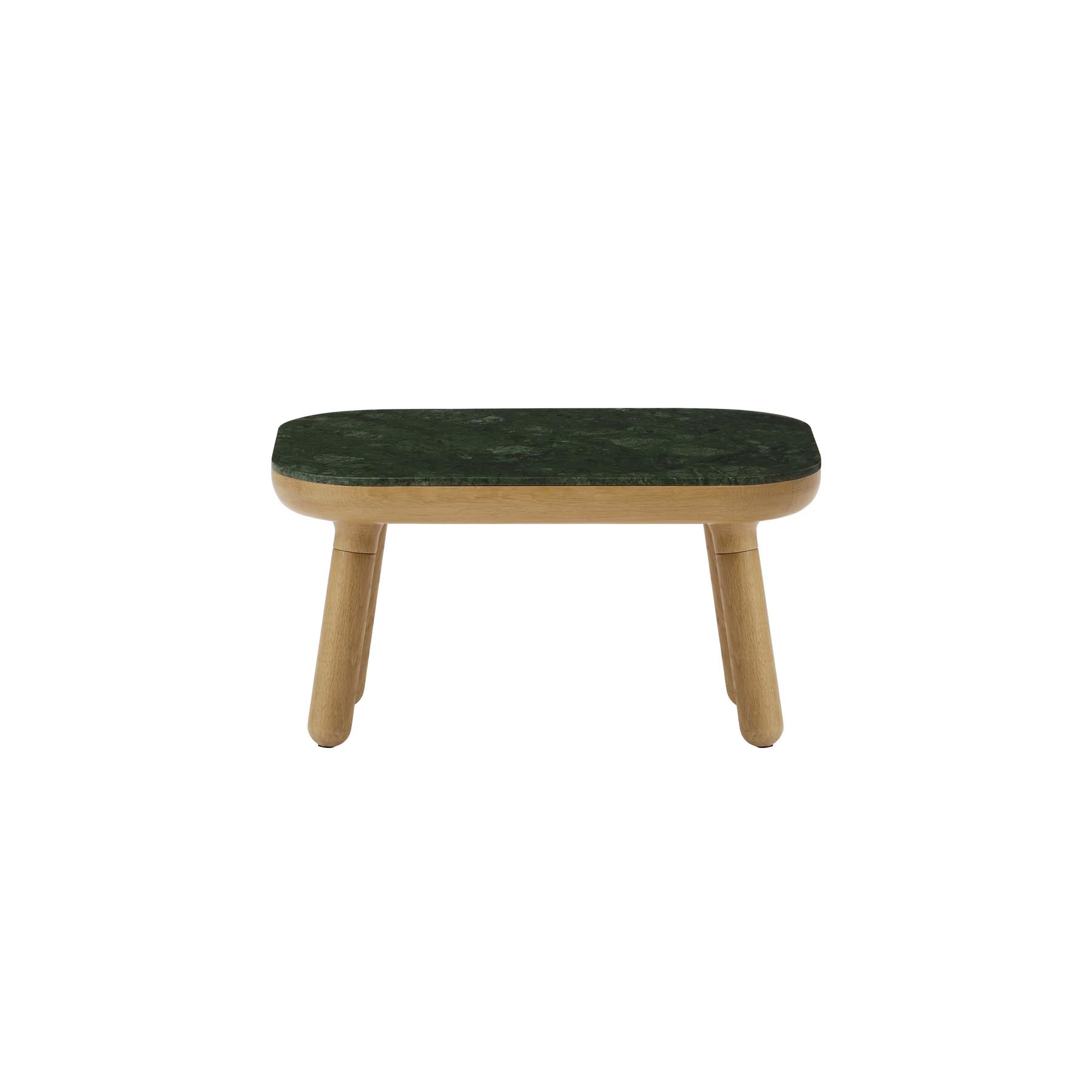 Moderner Paff low Beistelltisch aus grünem Marmor, der durch sein minimalistisches Design und die edle Oberfläche besticht. Ideal für jedes Zuhause.
