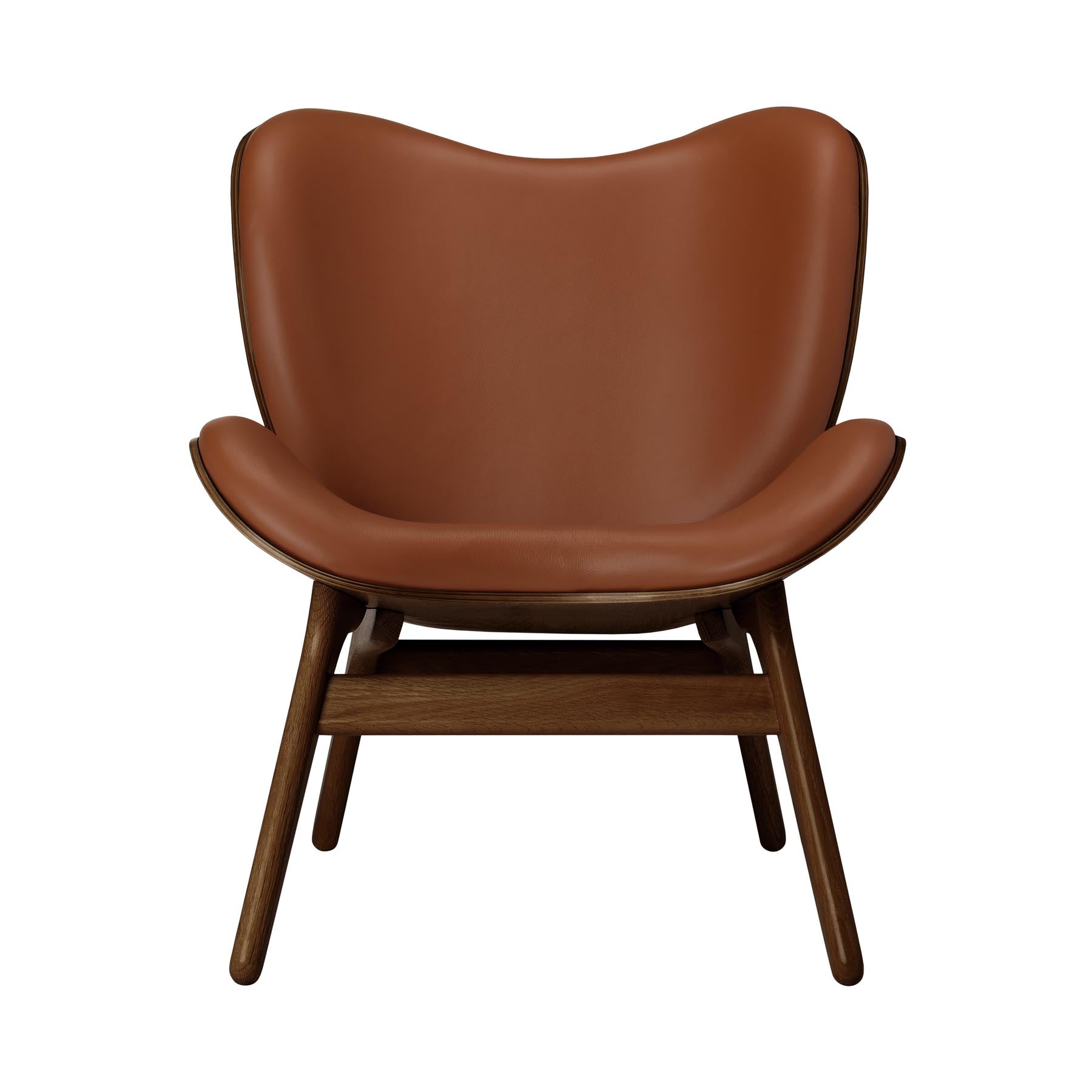 Eleganter Low Sessel A Conversation Piece von Umage in warmem Cognac, ideal für entspannte Gespräche und stilvolle Einrichtung.
