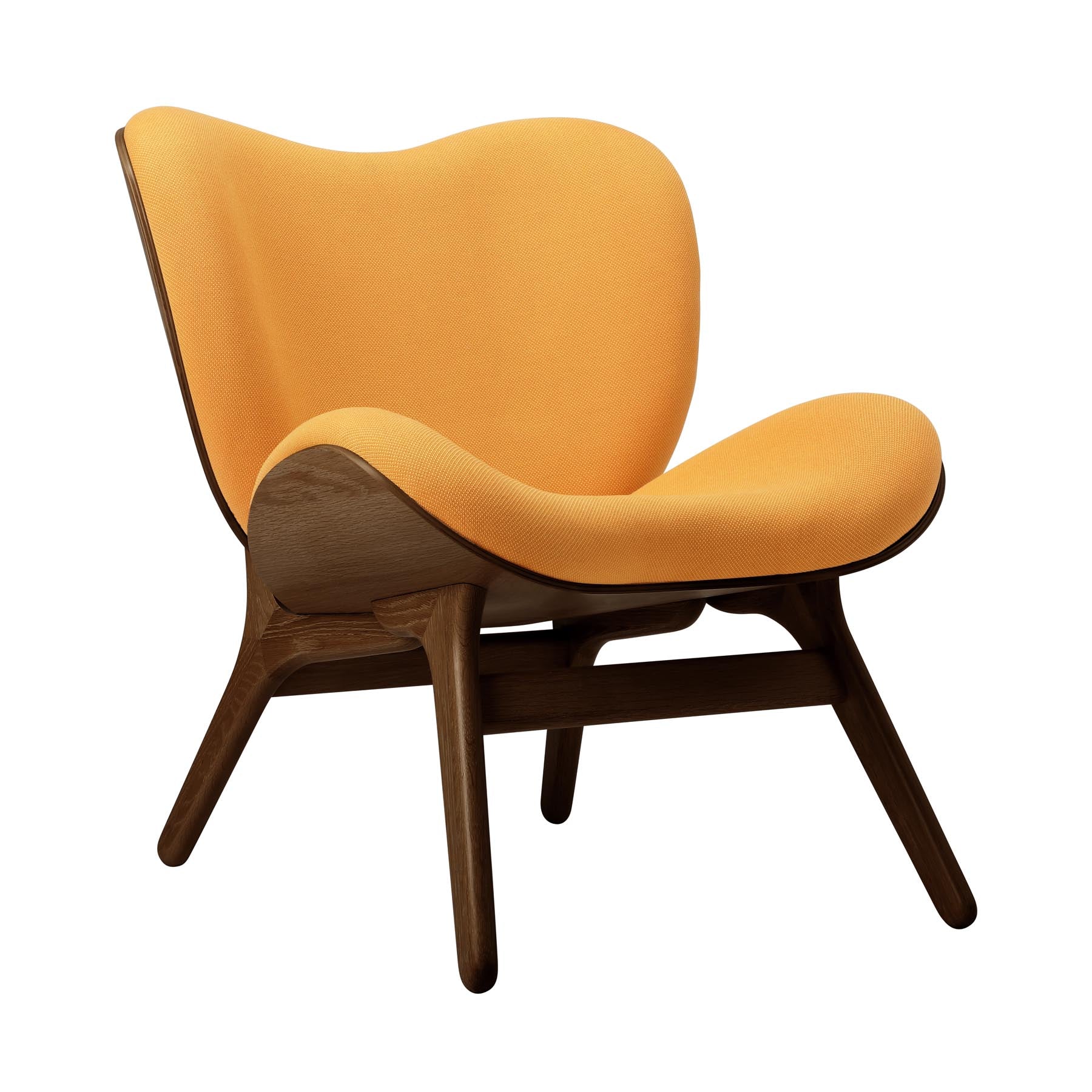 Eleganter Low Sessel A Conversation Piece von Umage in strahlendem Tangerine, perfekt für entspannte Gespräche und modernes Wohndesign.
