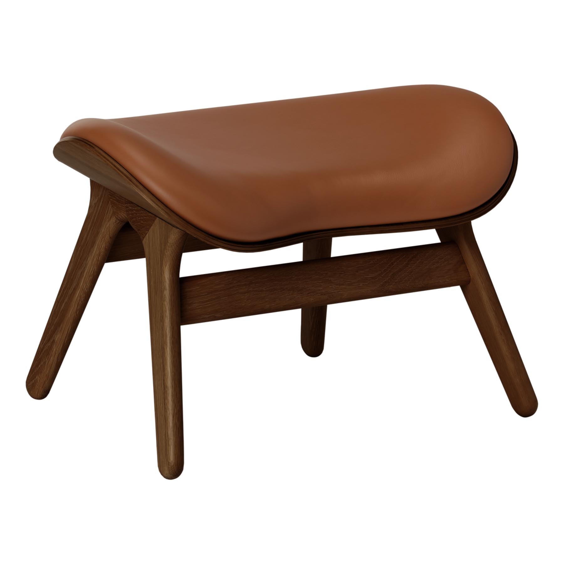 Eleganter Ottoman in warmem Cognac, ideal für stilvolle Akzente und gemütliche Sitzmöglichkeiten in zeitgemäßen Interiors.
