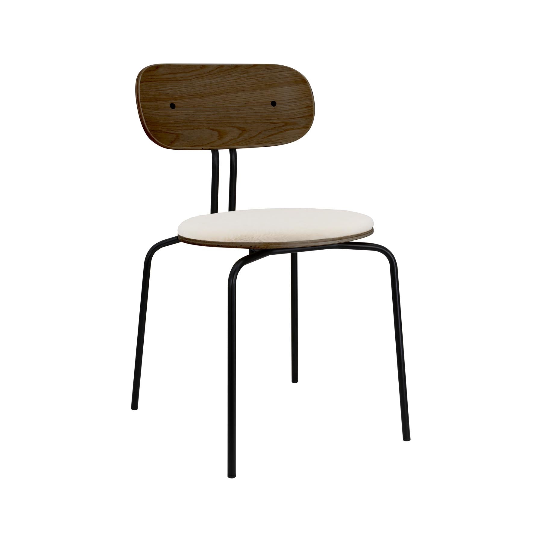 Eleganter gepolsterter Curious Stuhl in Teddy White von Umage, ideal für stilvolle Wohnräume und modernes Design.