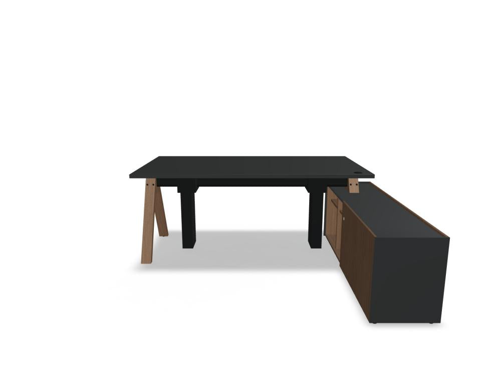 Viga V03PR - Schreibtisch mit Höhenverstellung in FENIX Schwarz Matt präsentiert im Onlineshop von KAQTU Design AG. Schreibtisch ist von Mdd