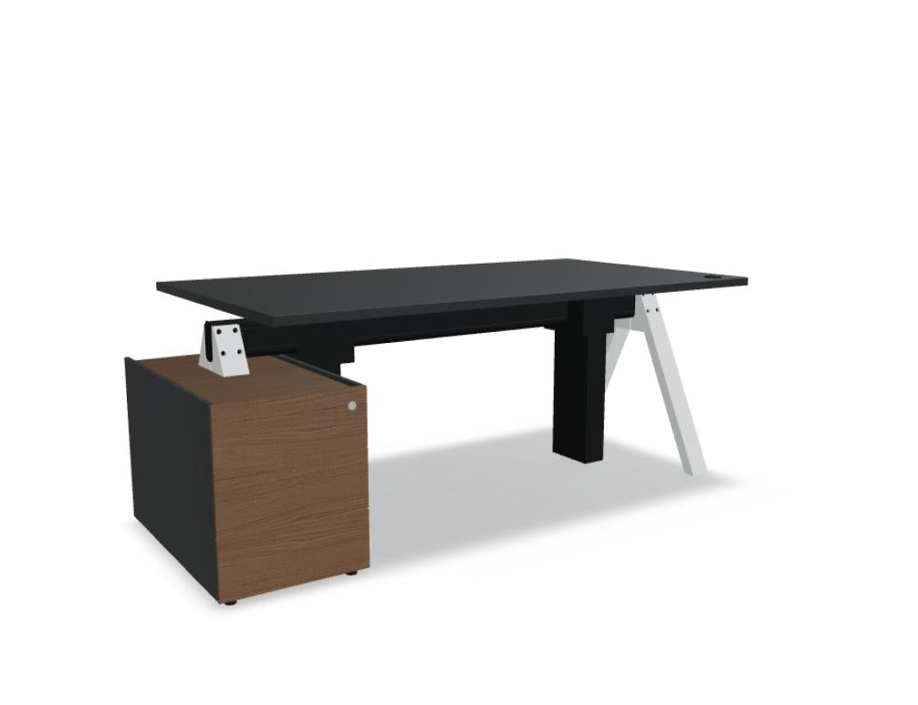 Viga V07LR - Schreibtisch mit Höhenverstellung in FENIX Schwarz Matt präsentiert im Onlineshop von KAQTU Design AG. Schreibtisch ist von Mdd