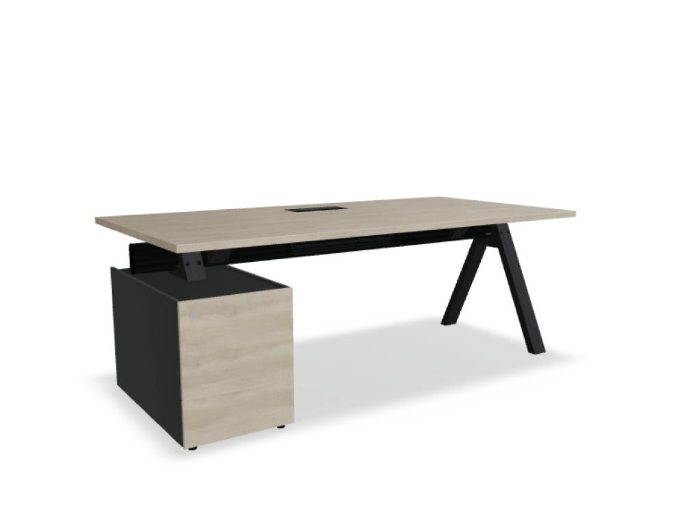 Viga V08LM - Chefschreibtisch mit Container in Dunkle Walnuss präsentiert im Onlineshop von KAQTU Design AG. Schreibtisch ist von Mdd
