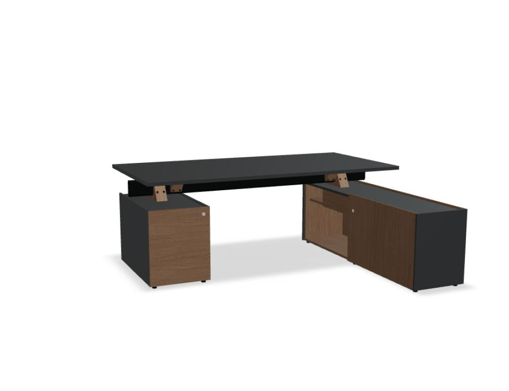 Viga V10P - Chefschreibtisch mit Managerschrank und Container in FENIX Schwarz Matt präsentiert im Onlineshop von KAQTU Design AG. Schreibtisch ist von Mdd