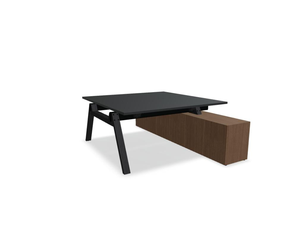 Viga V1623 - Doppelschreibtisch mit Managerschrank in FENIX Schwarz Matt präsentiert im Onlineshop von KAQTU Design AG. Schreibtisch ist von Mdd