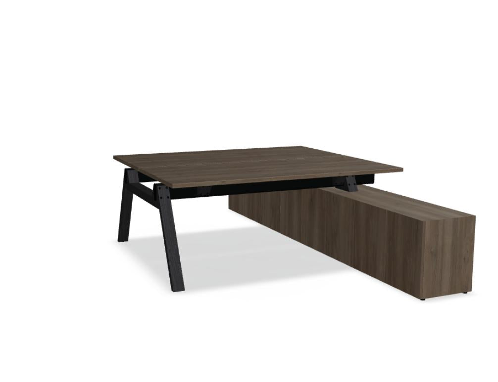 Viga V1824M - Doppelschreibtisch mit Managerschrank in Dunkle Walnuss präsentiert im Onlineshop von KAQTU Design AG. Schreibtisch ist von Mdd