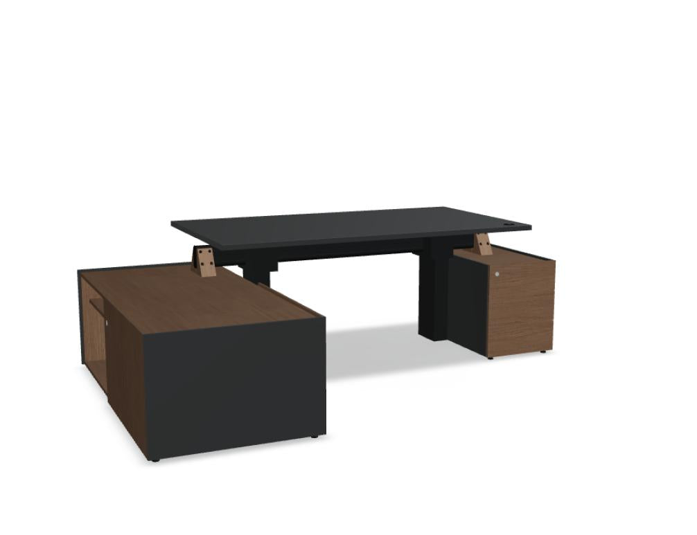 Viga V37LR - Schreibtisch mit Höhenverstellung in FENIX Schwarz Matt präsentiert im Onlineshop von KAQTU Design AG. Schreibtisch ist von Mdd
