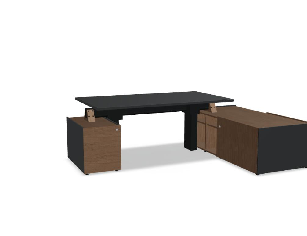 Viga V37PR - Schreibtisch mit Höhenverstellung in FENIX Schwarz Matt präsentiert im Onlineshop von KAQTU Design AG. Schreibtisch ist von Mdd