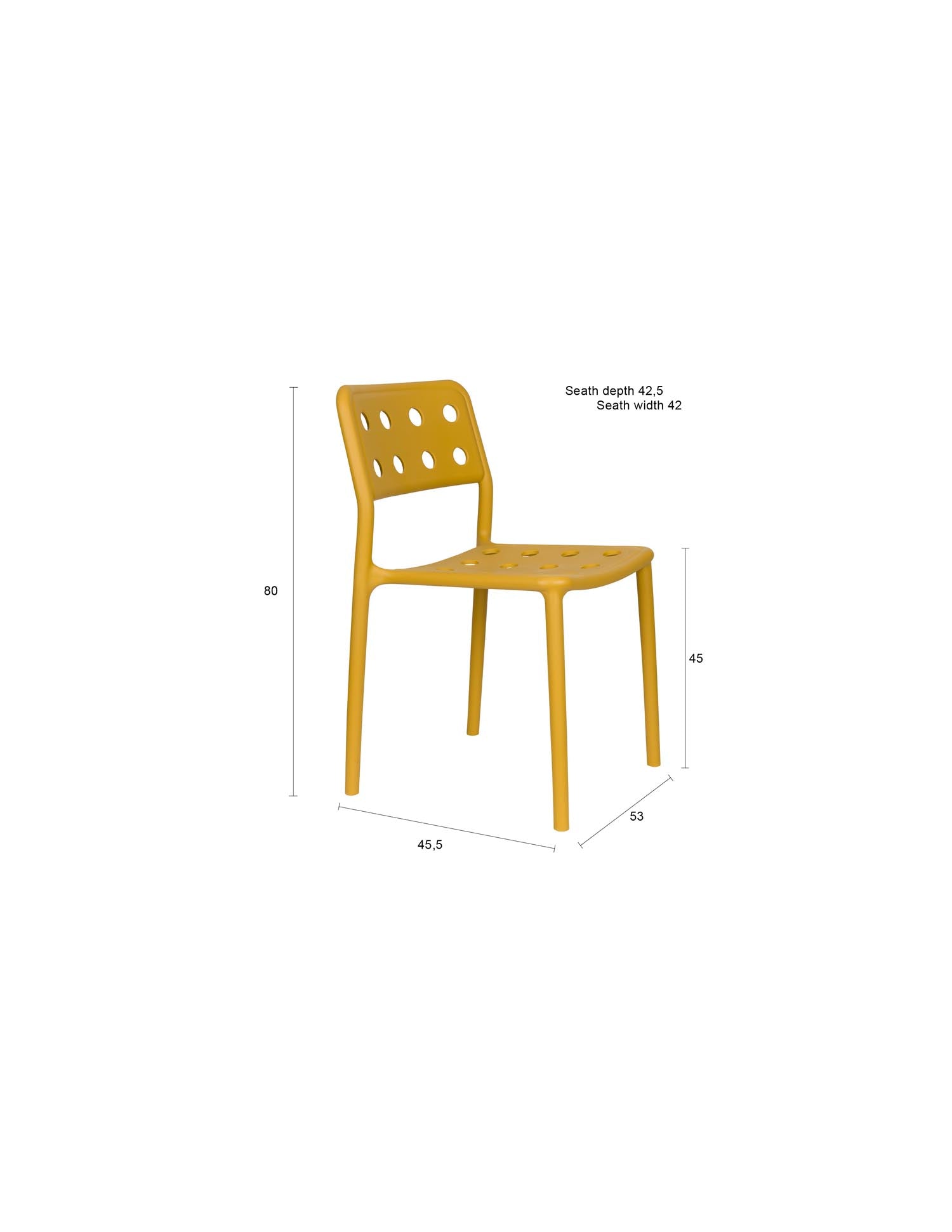 Der Gartenstuhl Serra Ochre von White Label Living vereint modernes Design mit Funktionalität. Ideal für Garten und Terrasse, wetterfest und pflegeleicht.