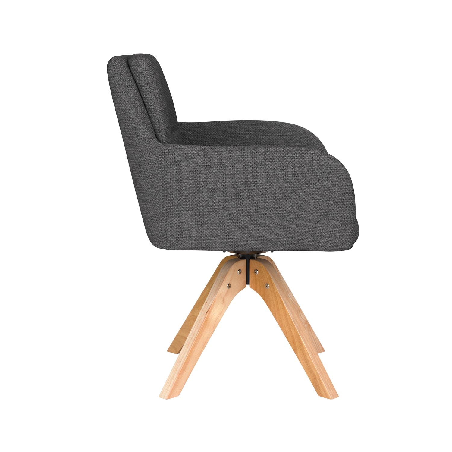 Erleben Sie den Stuhl Pete Wooden Swivel von White Label Living – eine harmonische Verbindung aus modernem Design und höchstem Sitzkomfort.