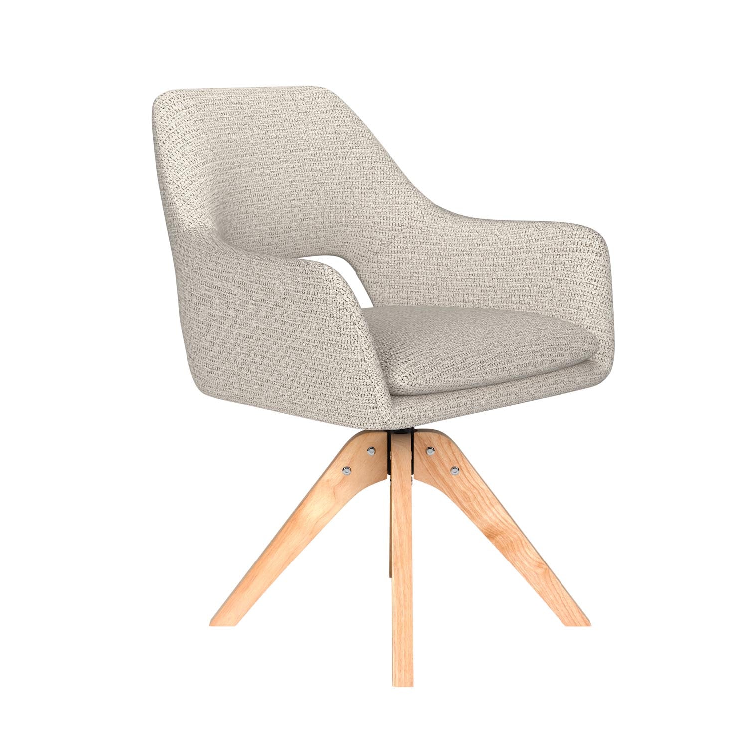 Stuhl Mos Wooden Swivel in Off-White präsentiert im Onlineshop von KAQTU Design AG. Drehstuhl ist von White Label Living