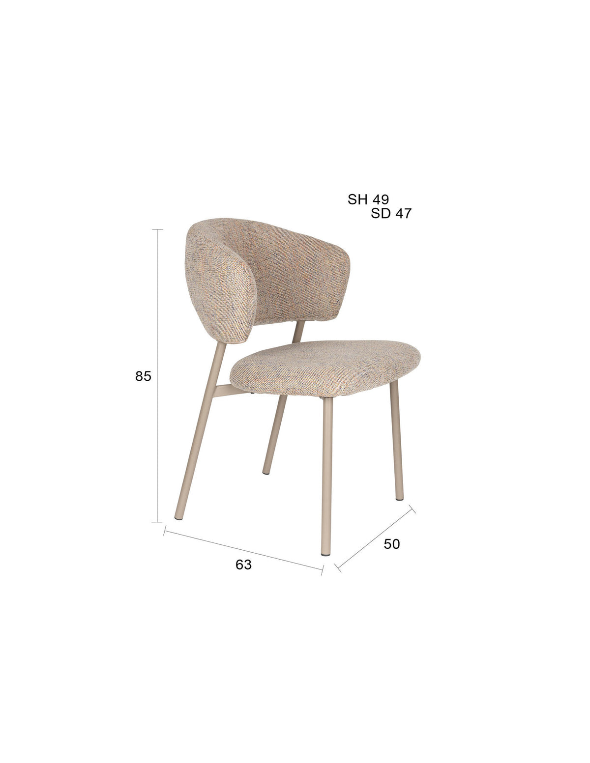 Stuhl Jasmine in beige präsentiert im Onlineshop von KAQTU Design AG. Stuhl ist von White Label Living