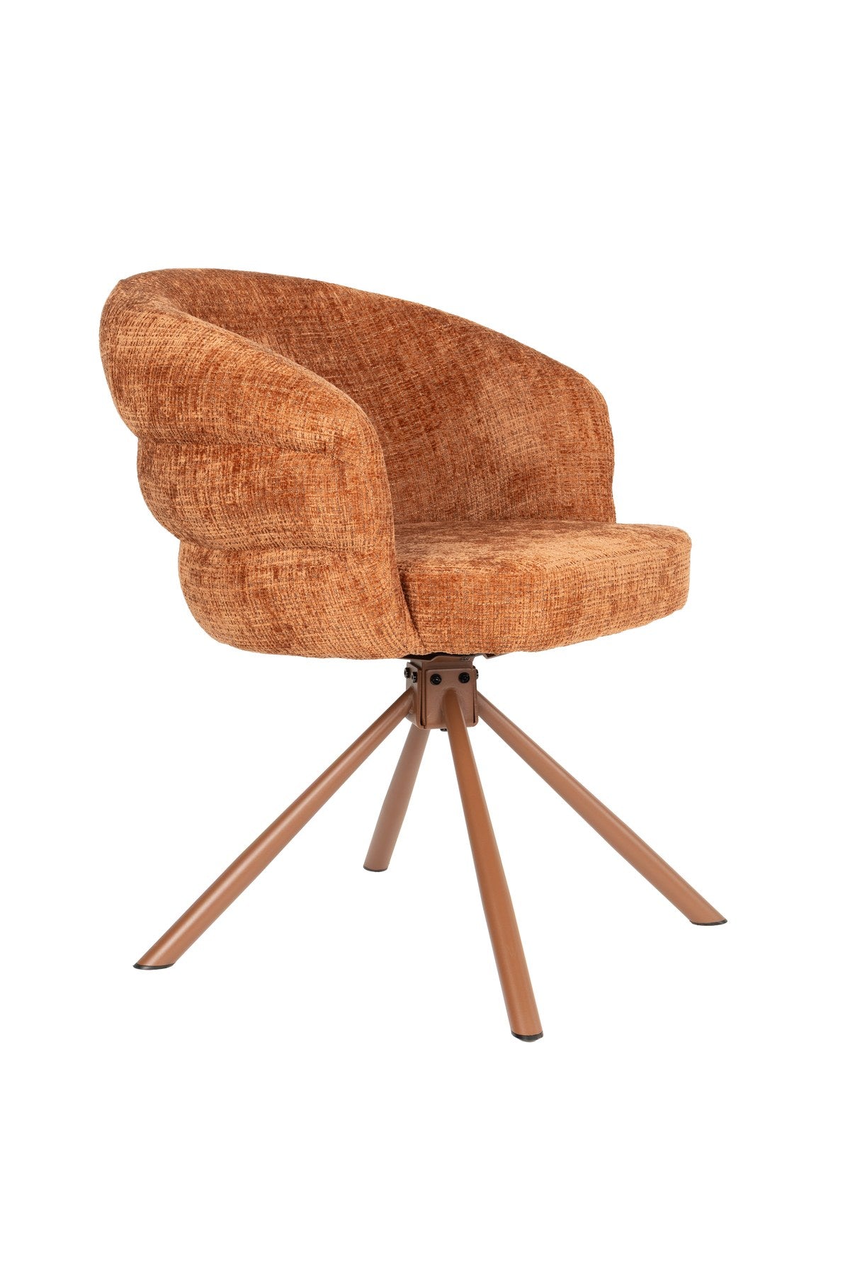 Armlehnstuhl Marjolein von White Label Living mit gepolsterter, halbkreisförmiger Sitzschale aus Polyester und Metallgestell in Beige.