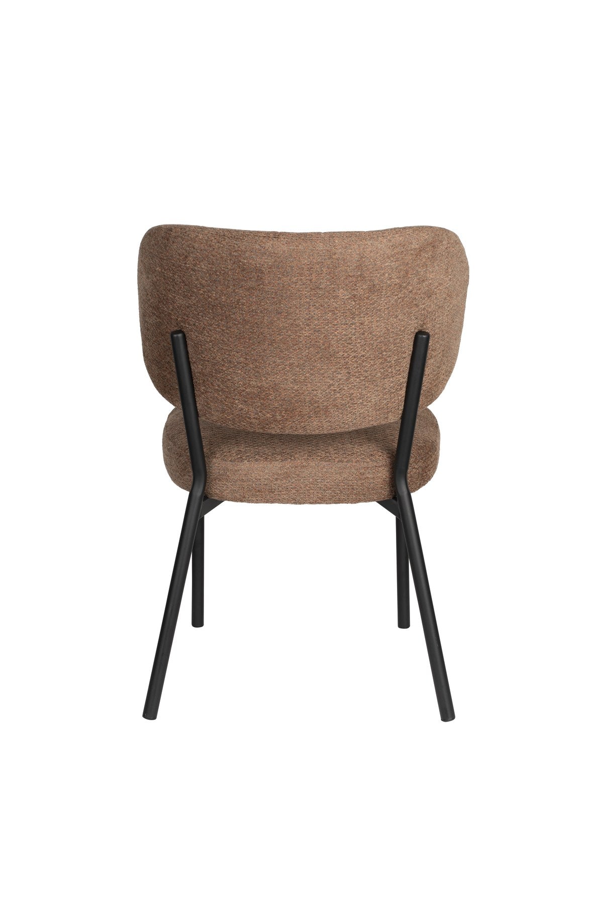 Stuhl Sanne mit gepolstertem Sitz aus Polyester-Gewebe, Schale aus Birkensperrholz und schwarzem Stahlrahmen, Rückenlehne mit Ziersteppmuster.