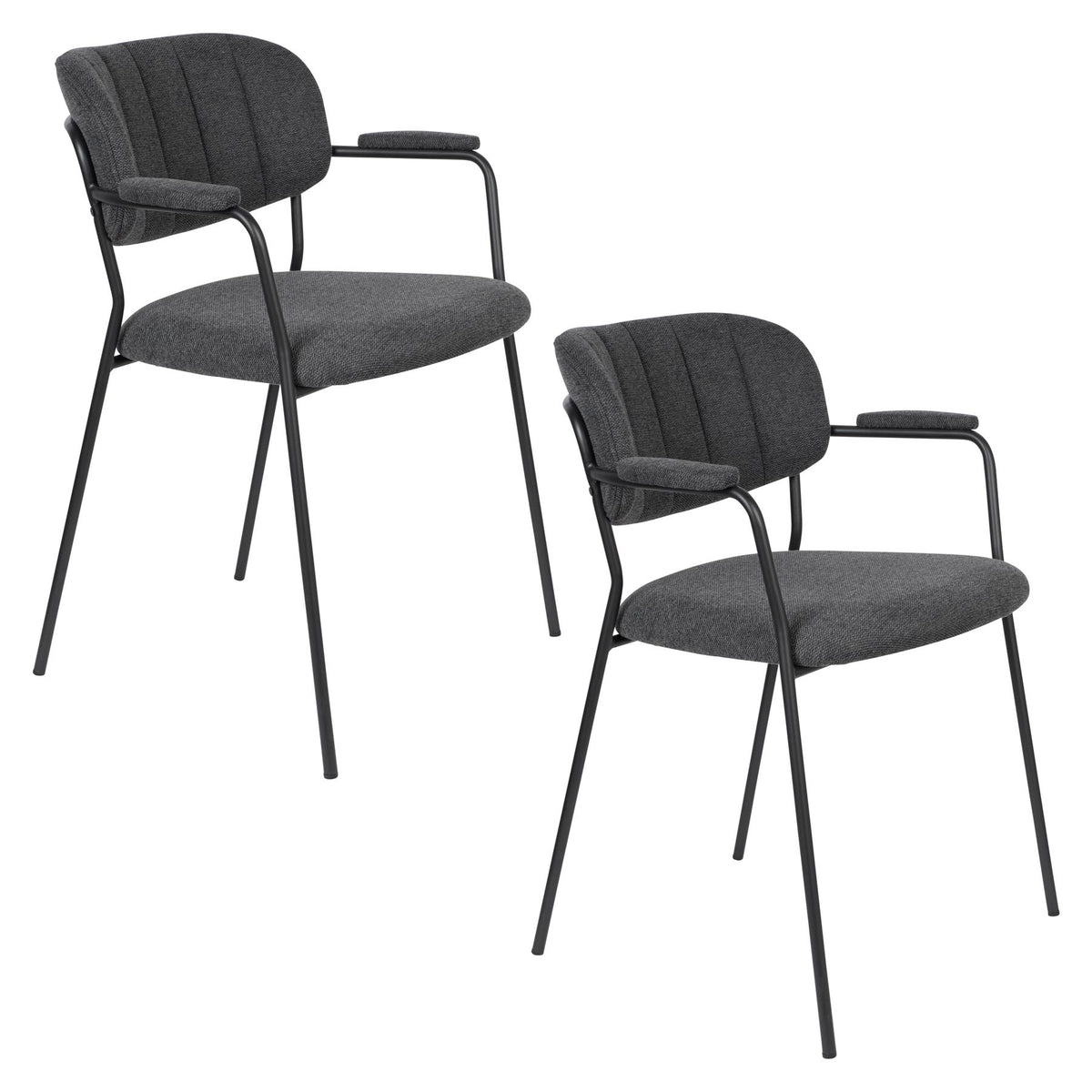 Armlehnstuhl Jolien gepolstert in Schwarz präsentiert im Onlineshop von KAQTU Design AG. Stuhl mit Armlehne ist von White Label Living