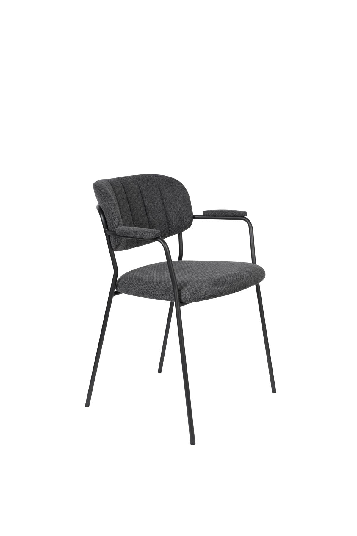 Armlehnstuhl Jolien gepolstert in Schwarz präsentiert im Onlineshop von KAQTU Design AG. Stuhl mit Armlehne ist von White Label Living