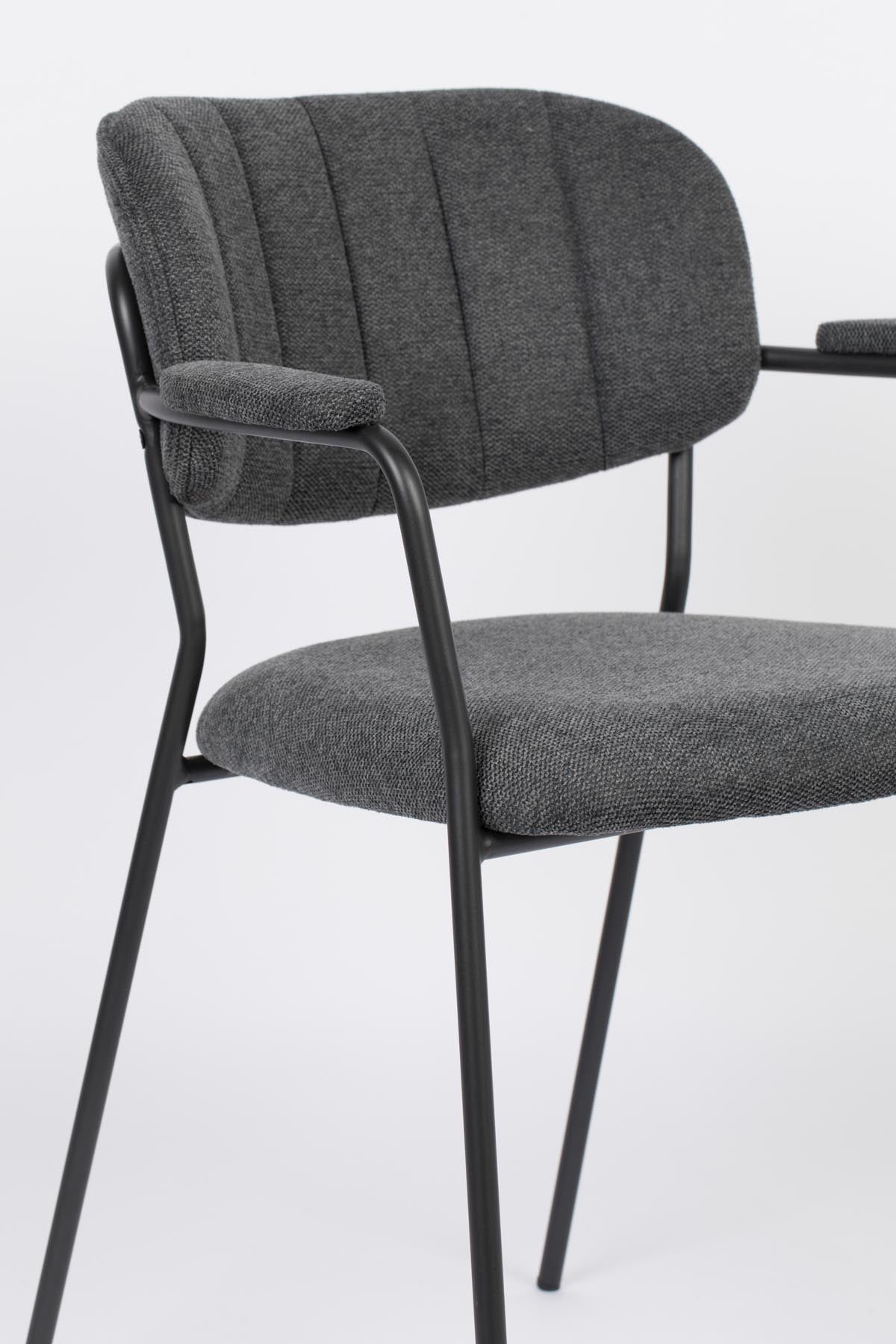 Armlehnstuhl Jolien gepolstert in Dunkelgrau präsentiert im Onlineshop von KAQTU Design AG. Stuhl mit Armlehne ist von White Label Living
