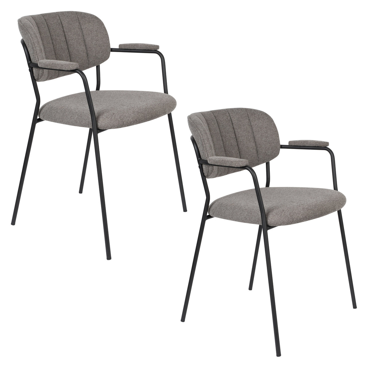 Armlehnstuhl Jolien gepolstert in Grau präsentiert im Onlineshop von KAQTU Design AG. Stuhl mit Armlehne ist von White Label Living