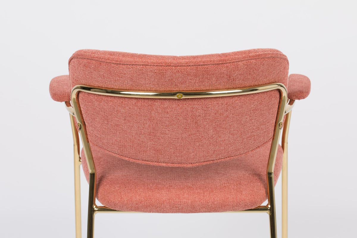 Armlehnstuhl Jolien gepolstert in Rosa präsentiert im Onlineshop von KAQTU Design AG. Stuhl mit Armlehne ist von White Label Living