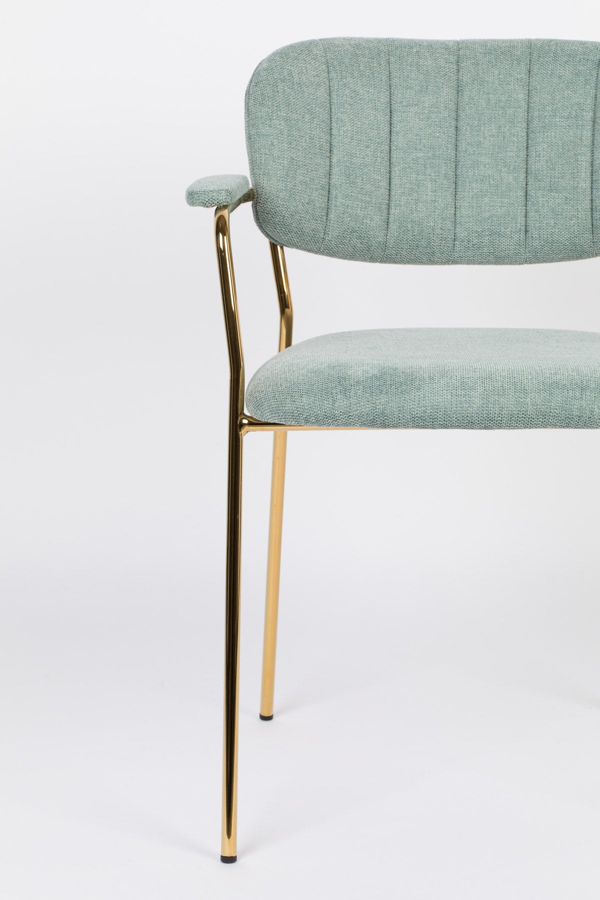 Armlehnstuhl Jolien gepolstert in Gold/Hellgrün präsentiert im Onlineshop von KAQTU Design AG. Stuhl mit Armlehne ist von White Label Living