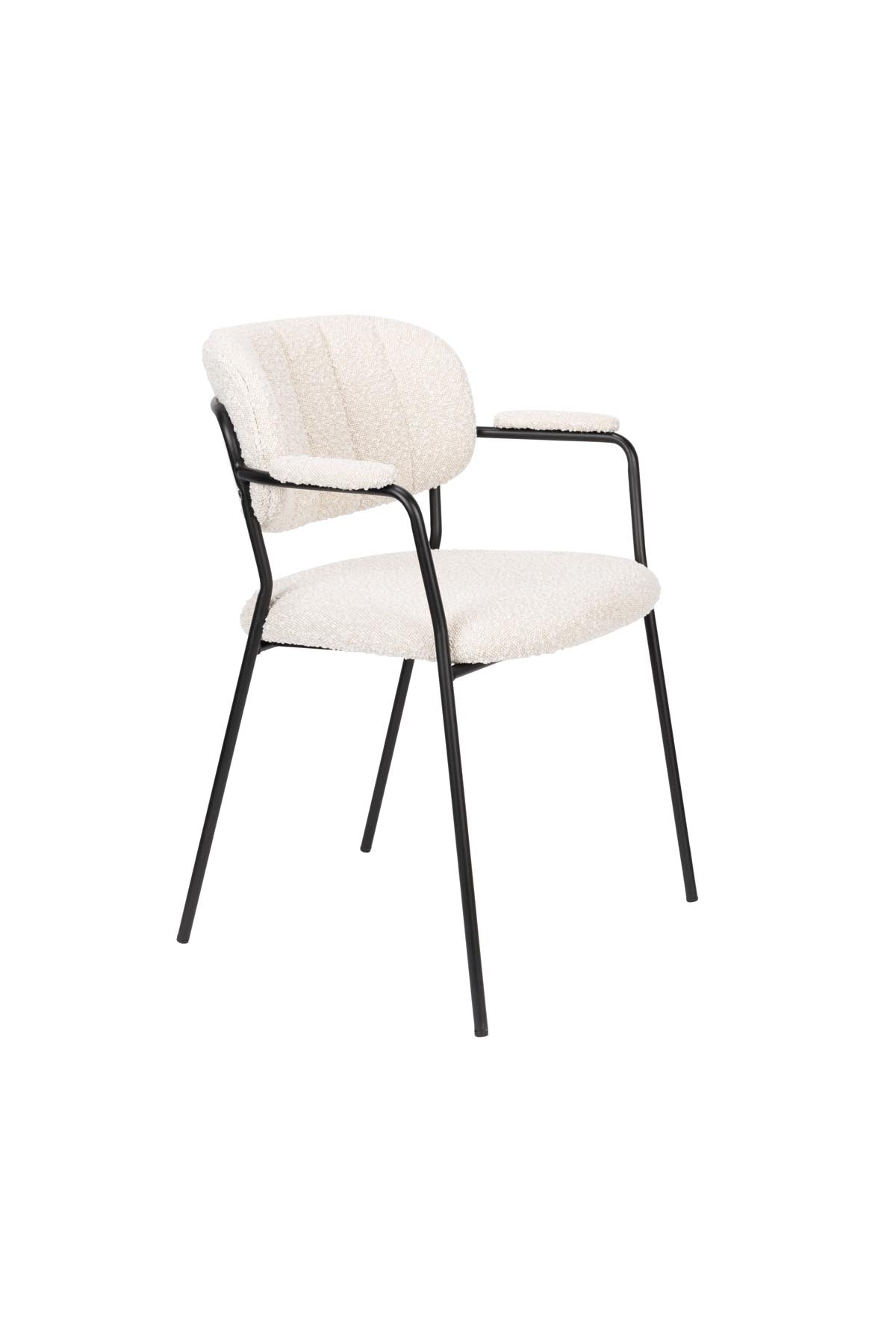 Armlehnstuhl Jolien gepolstert in Weiss präsentiert im Onlineshop von KAQTU Design AG. Stuhl mit Armlehne ist von White Label Living