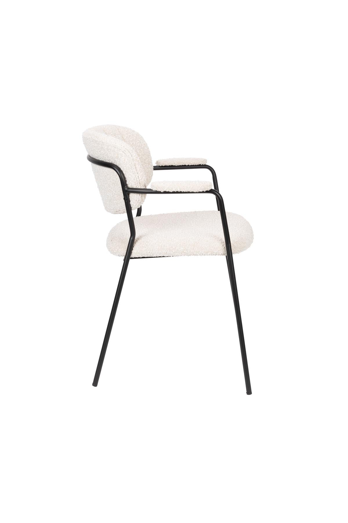 Armlehnstuhl Jolien gepolstert in Weiss präsentiert im Onlineshop von KAQTU Design AG. Stuhl mit Armlehne ist von White Label Living