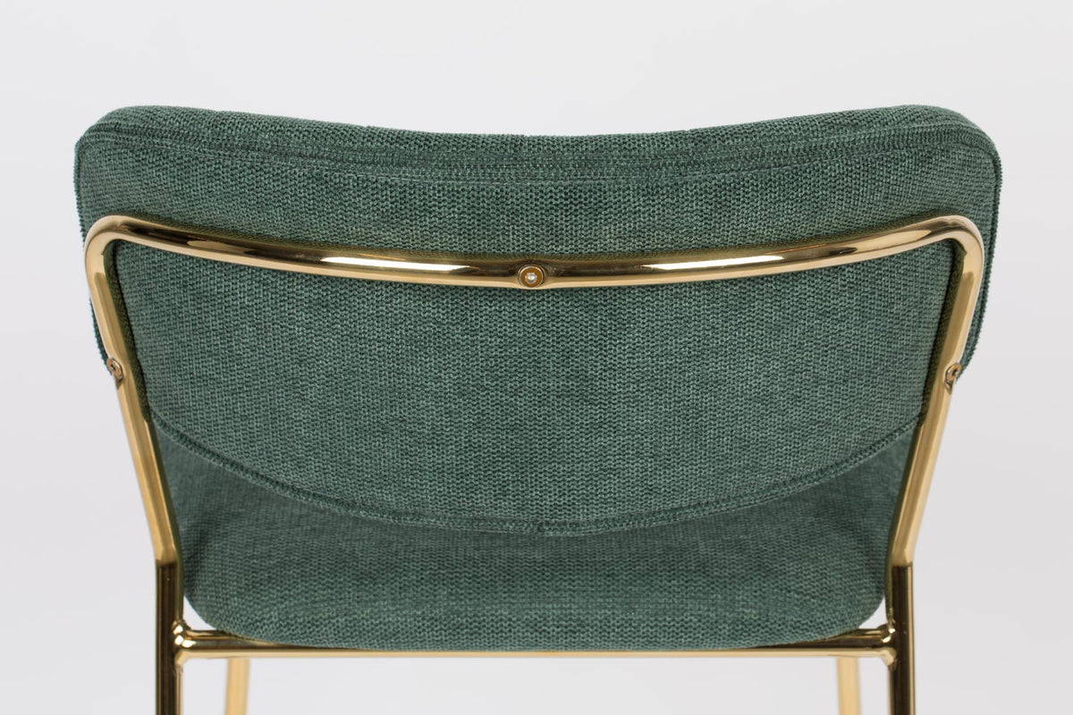 Barstuhl Jolien gepolstert in Gold/Dunkelgrün präsentiert im Onlineshop von KAQTU Design AG. Barstuhl ist von White Label Living