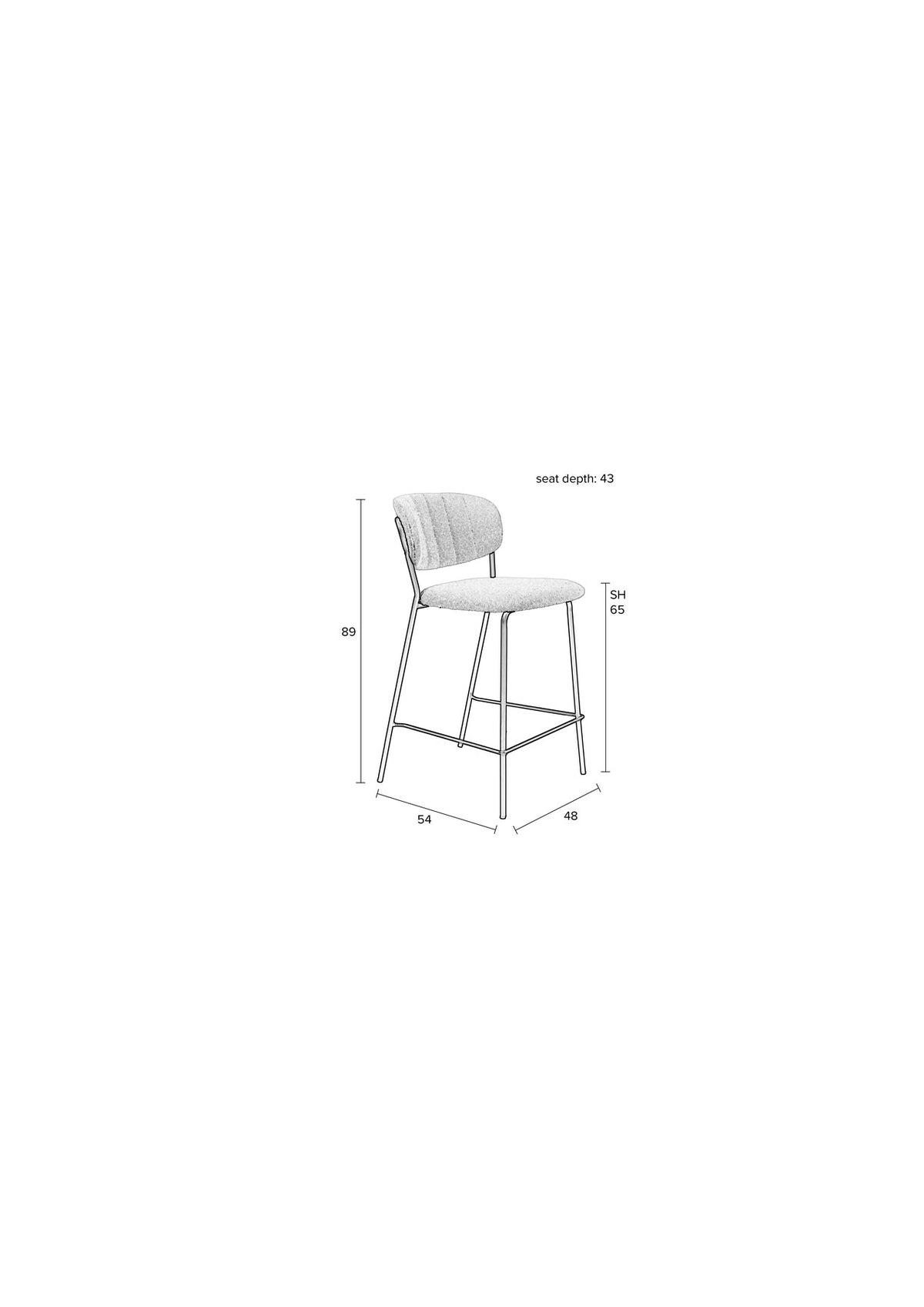 Barstuhl Jolien gepolstert in Weiss präsentiert im Onlineshop von KAQTU Design AG. Barstuhl ist von White Label Living