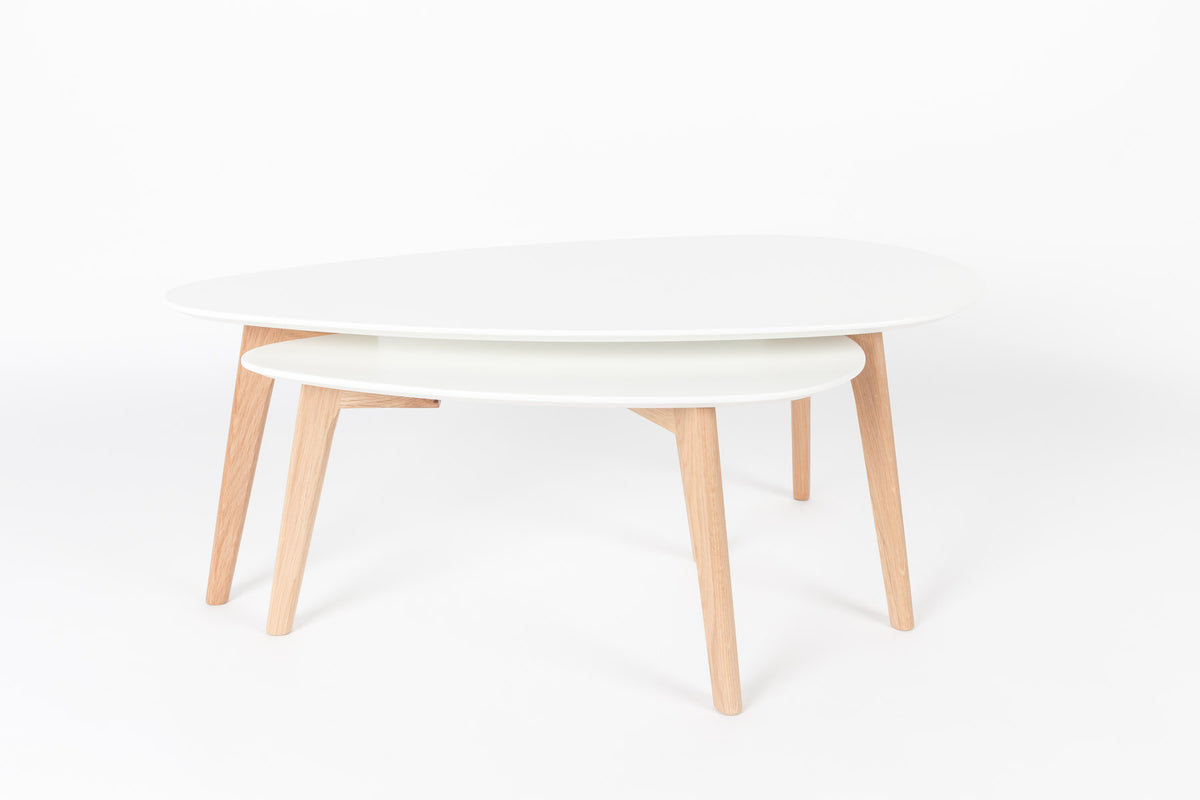 Beistelltisch Drop 2er Set in Weiss/Natur präsentiert im Onlineshop von KAQTU Design AG. Couchtisch ist von White Label Living