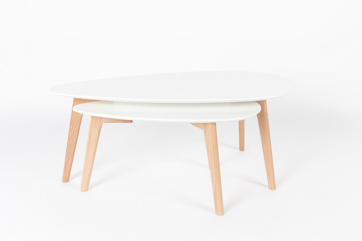 Beistelltisch Drop 2er Set in Weiss/Natur präsentiert im Onlineshop von KAQTU Design AG. Couchtisch ist von White Label Living