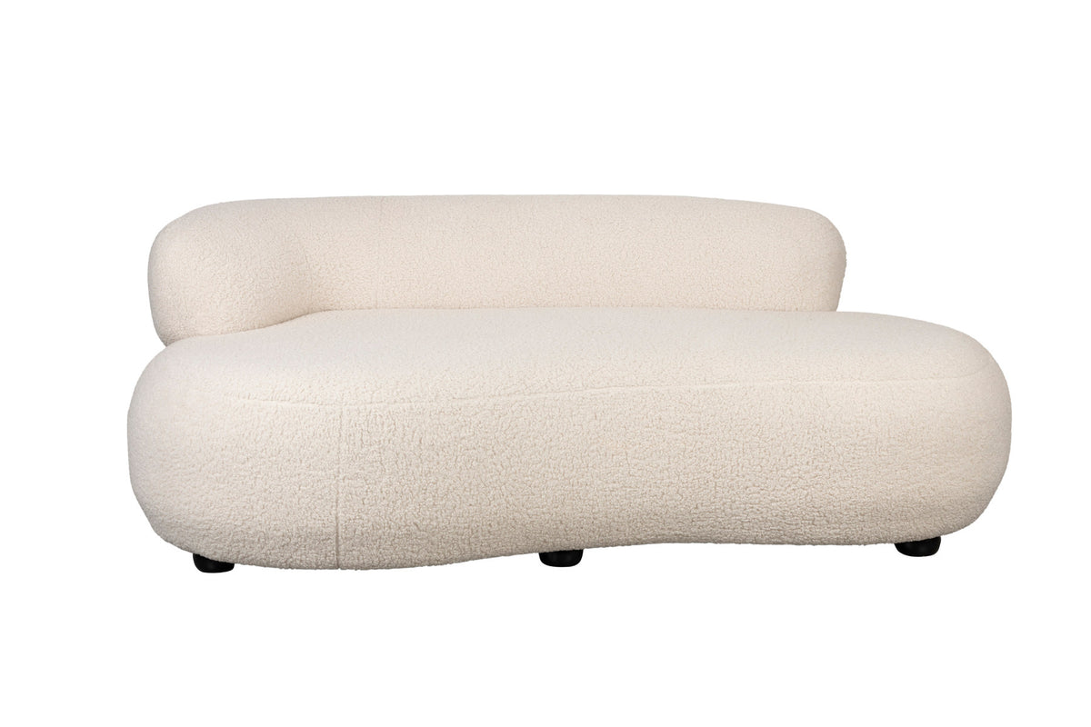 2er Sofa Noxx mit weichem Teddy-Stoffbezug und organisch gerundeter Form