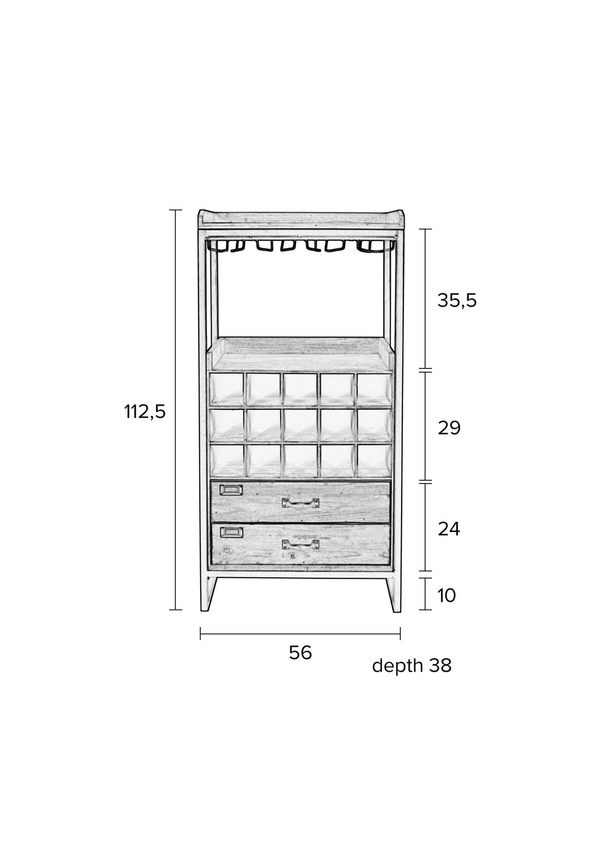 Cabinet Edgar in Braun präsentiert im Onlineshop von KAQTU Design AG. Vitrine ist von White Label Living