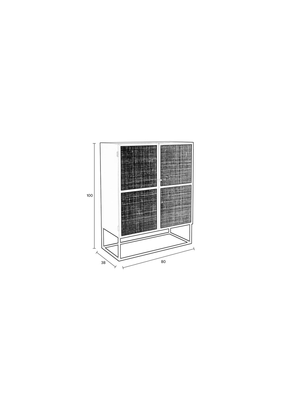 Cabinet Guuji Low 2türig in Schwarz/Natur präsentiert im Onlineshop von KAQTU Design AG. Vitrine ist von White Label Living