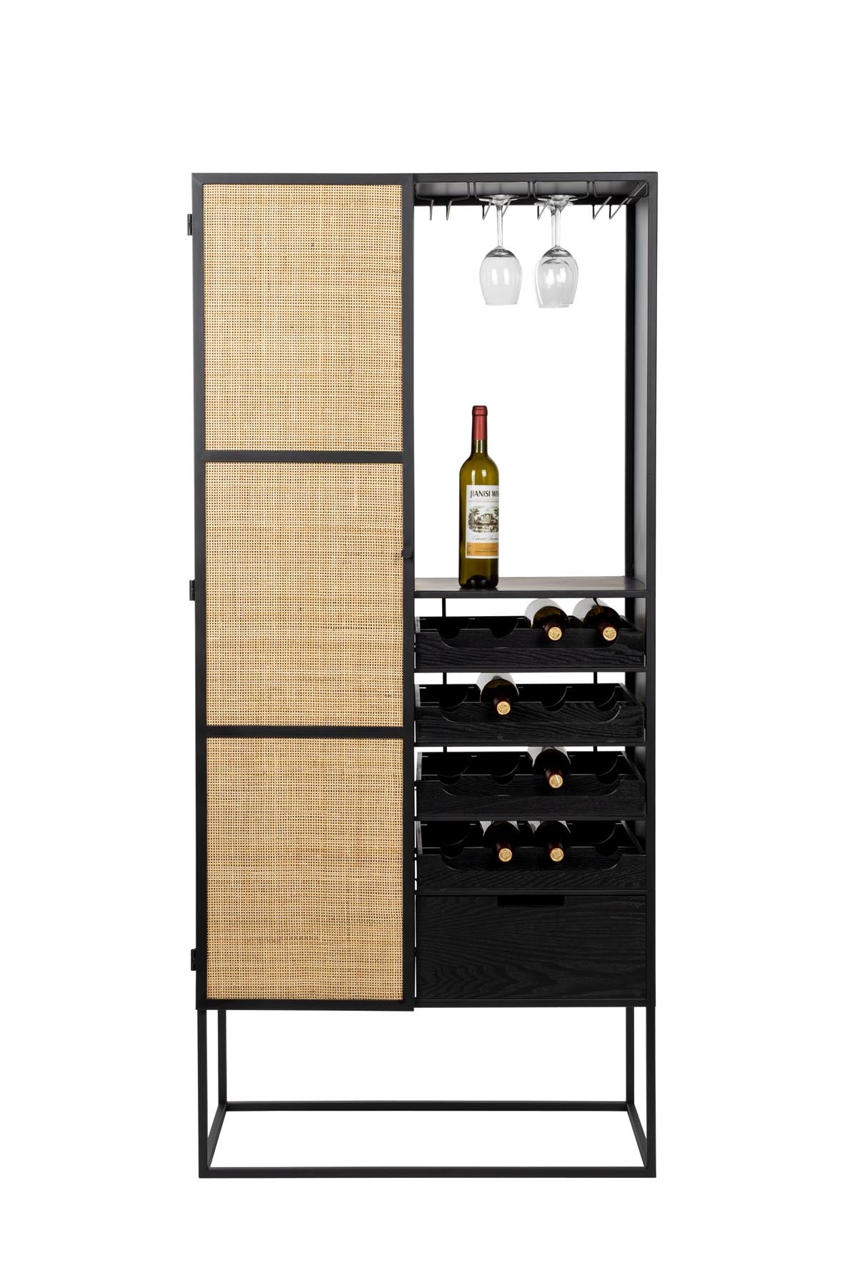 Weinregal Guuji High in Schwarz/Natur präsentiert im Onlineshop von KAQTU Design AG. Weinregal ist von White Label Living