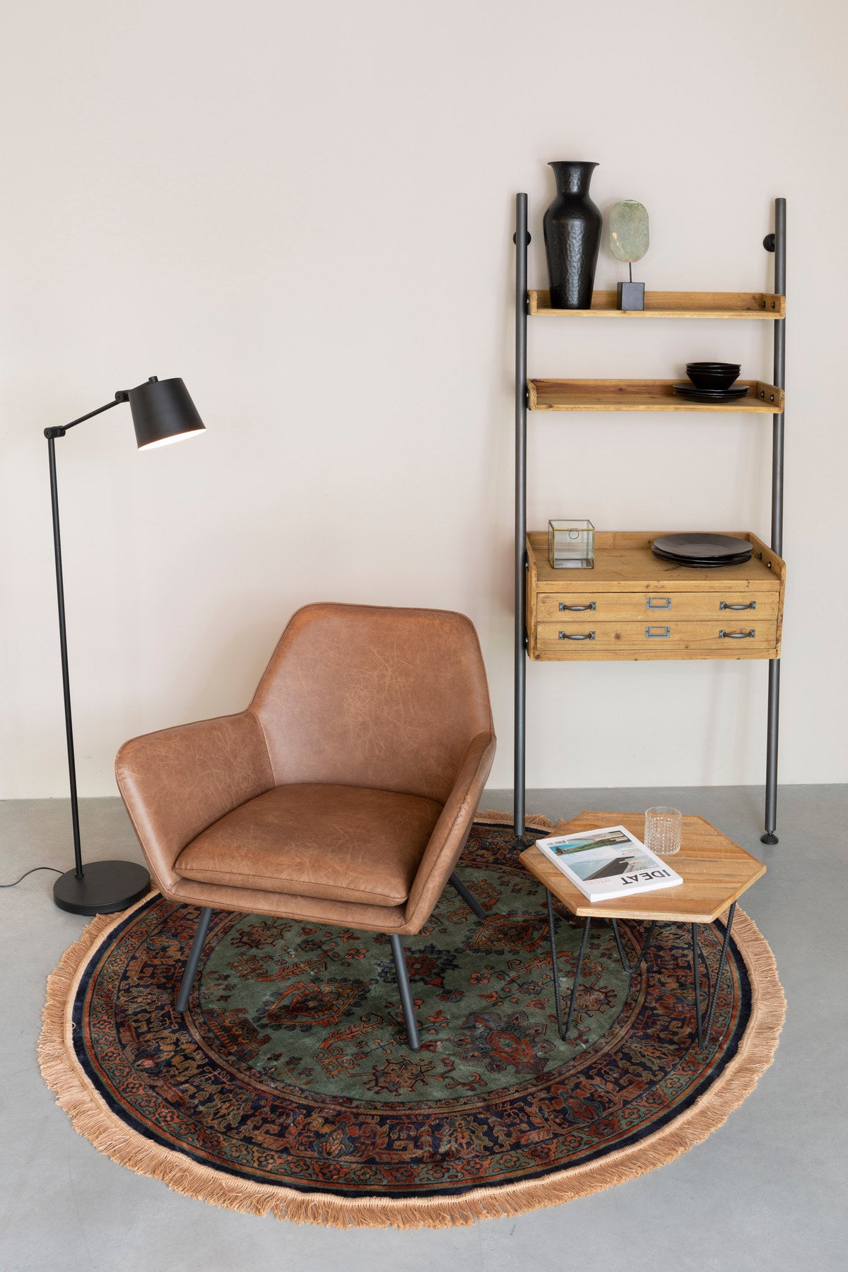 Teppich Raz rund in Grün präsentiert im Onlineshop von KAQTU Design AG. Teppich ist von White Label Living