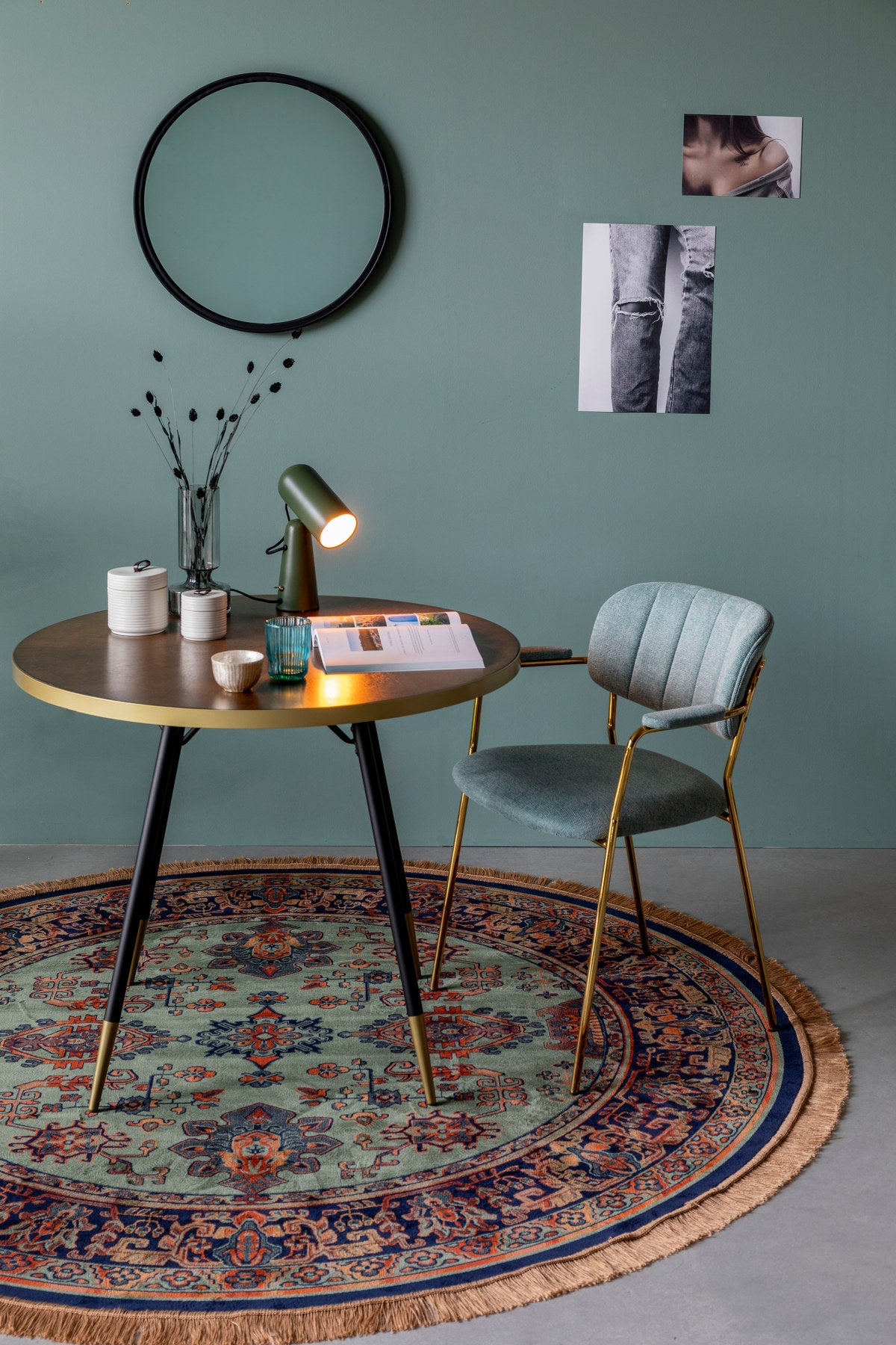 Teppich Raz rund in Grün präsentiert im Onlineshop von KAQTU Design AG. Teppich ist von White Label Living