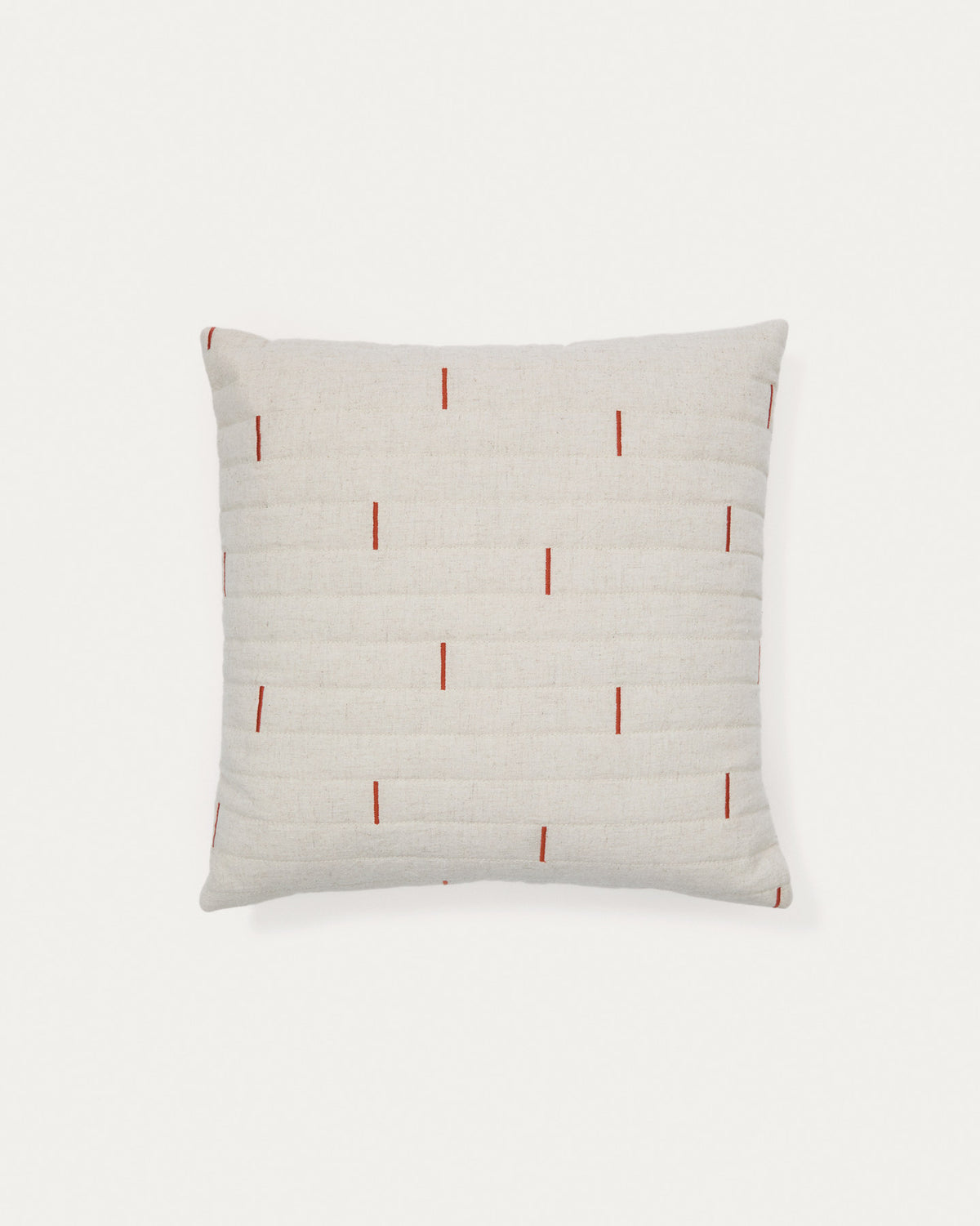 Kissenbezug Blaina aus Baumwolle und Leinen weiss mit roter Stickerei 45 x 45 cm in Weiss, Terrakotta präsentiert im Onlineshop von KAQTU Design AG. Deko Kissenbezug ist von Kave Home