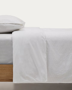 Set Atenie covers for blanket and pillows cotton percale white plumetti detail bed 90 cm