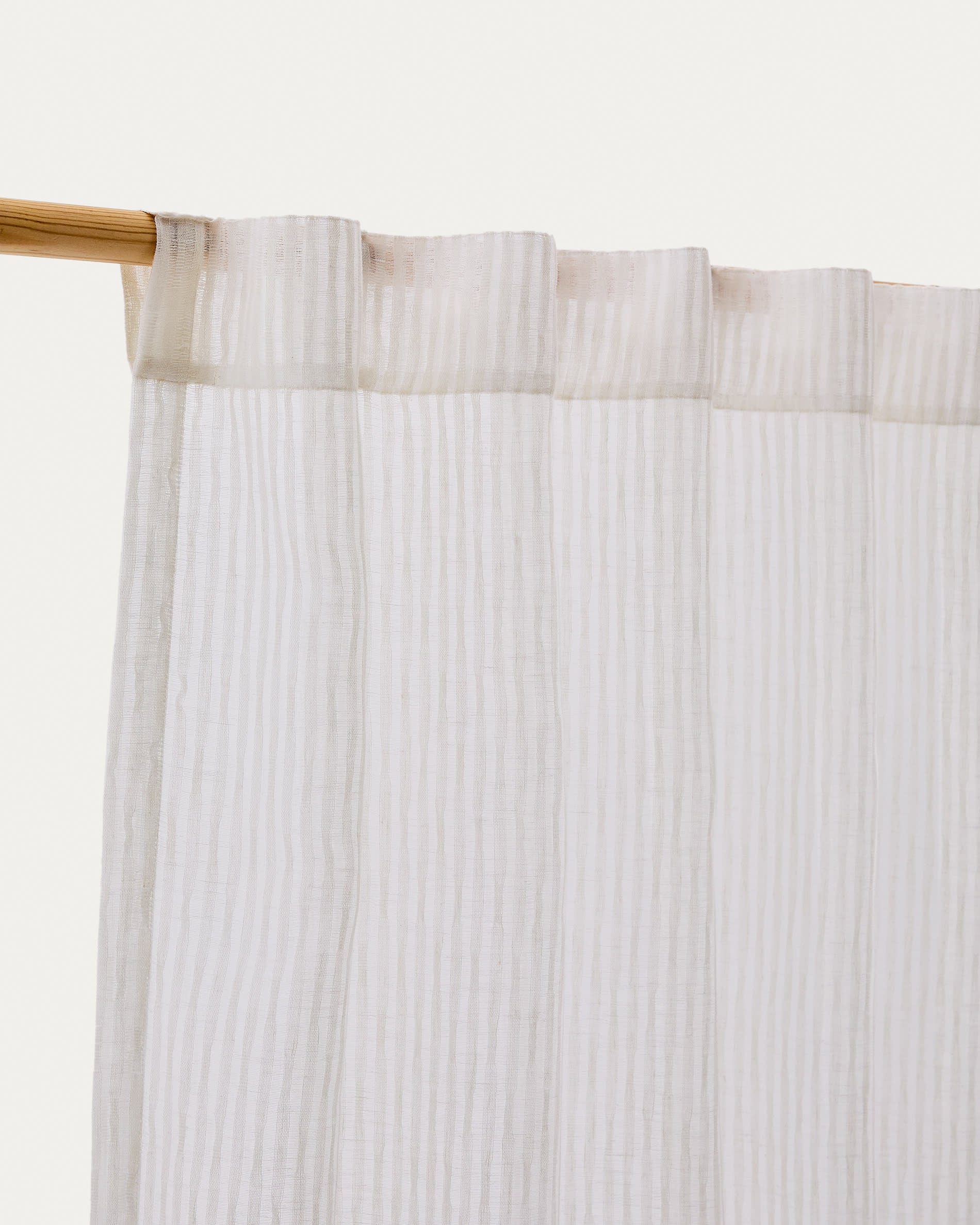 Curtain Rila with striped texture details ecru 140 x 270 cm