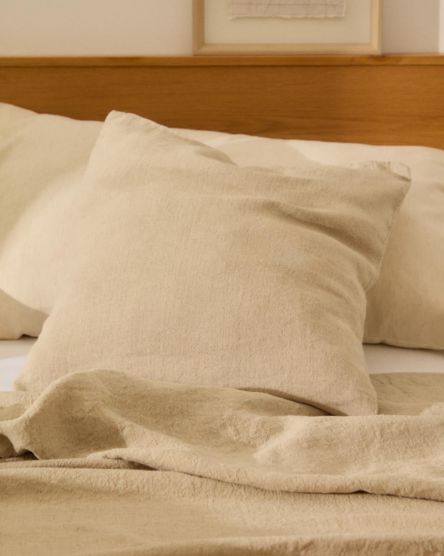 Set Tandi aus 2 Kissenbezügen aus 100 % Leinen in Beige, 50 x 50 cm