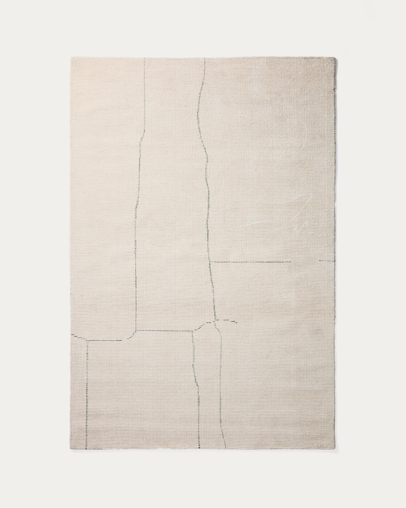 Teppich Lisdan aus Synthetikfasern in Ecru mit grafischem Muster in Grün, 160 x 230 cm in Ecru präsentiert im Onlineshop von KAQTU Design AG. Teppich ist von Kave Home