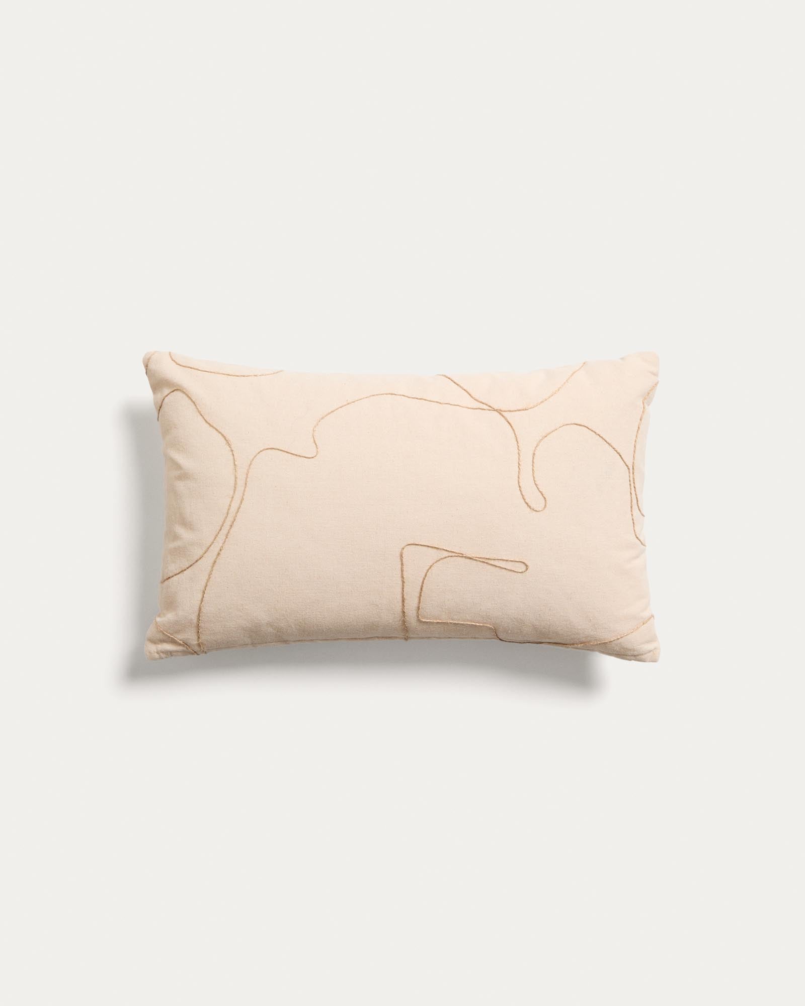 Kissenbezug Dibel aus ecrufarbener Baumwolle mit beiger Stickerei, 30 x 50 cm in Beige präsentiert im Onlineshop von KAQTU Design AG. Deko Kissenbezug ist von Kave Home
