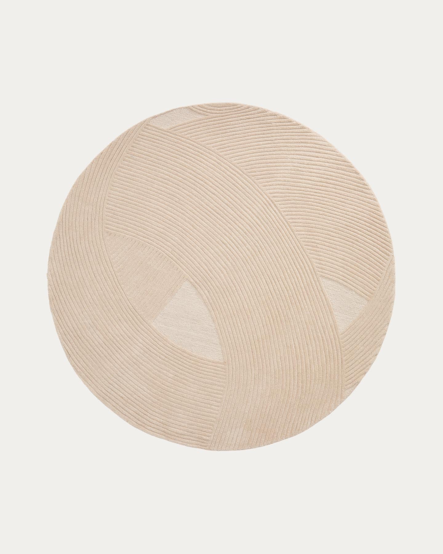 Teppich Domm aus Wolle beige Ø 200 cm in Ecru präsentiert im Onlineshop von KAQTU Design AG. Teppich ist von Kave Home
