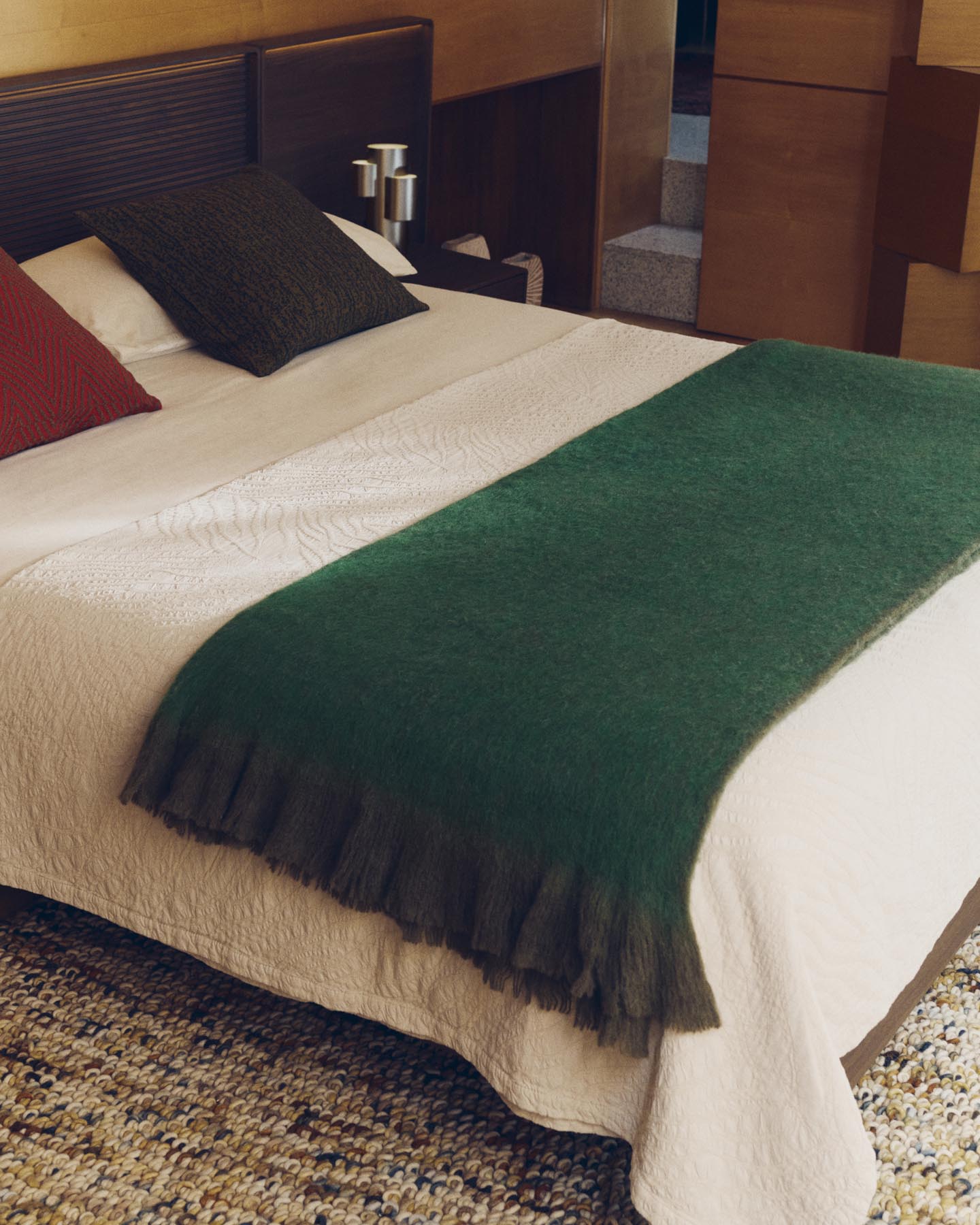 Tagesdecke Zenti aus 100 % Baumwolle mit beidseitigem Zebra-Jacquardmuster für 90/135 Betten in Hellbraun präsentiert im Onlineshop von KAQTU Design AG. Duvet ist von Kave Home