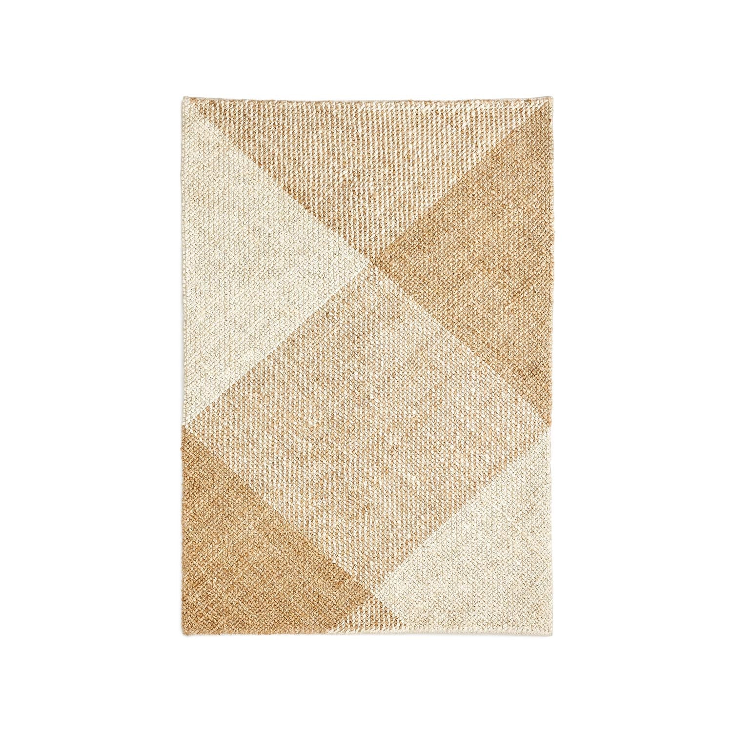 Maelan Teppich: 160x230 cm, Jute & Baumwolle, kariert, natur. Stilvoll, nachhaltig, robust, gemütlich. Ideal für Wohn- & Schlafräume.