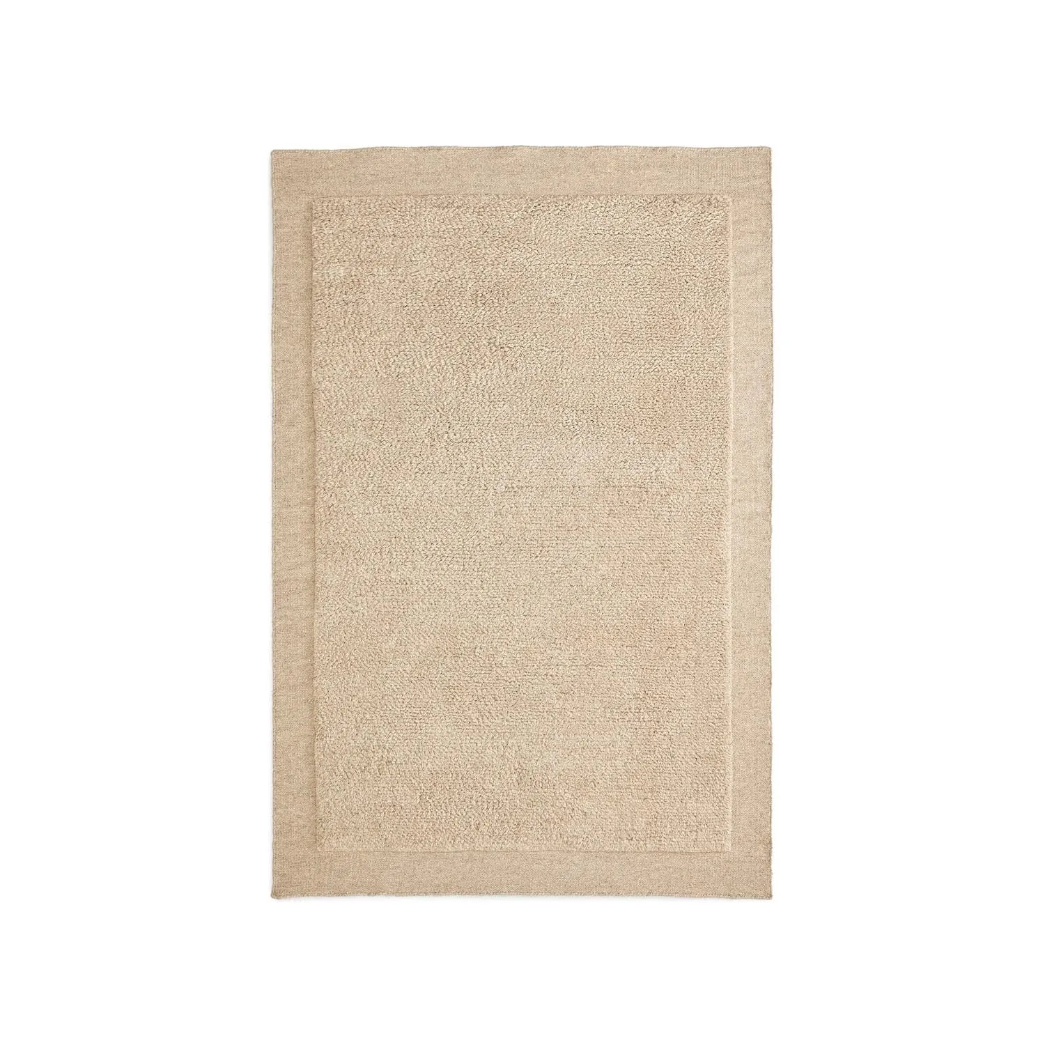 Marely Teppich aus 100% Wolle, beige, 160x230 cm. Handgefertigt, nachhaltig, wärmeisolierend, vielseitig und pflegeleicht.
