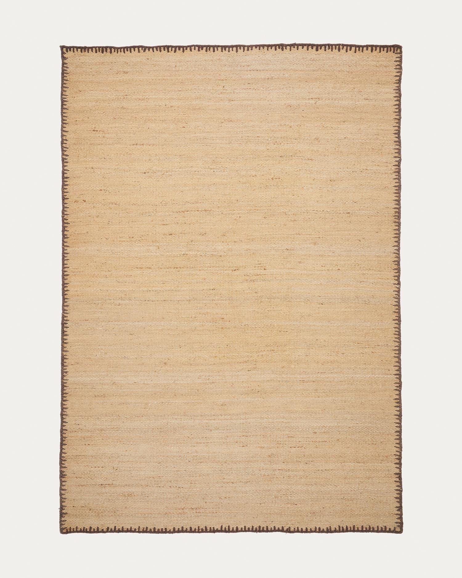Sorina Jute-Teppich 200x300 cm: Natürliche Eleganz mit braunem Rand, nachhaltig, langlebig, stilvoll.