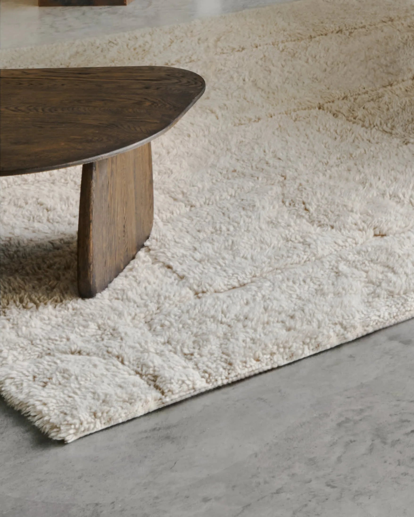 Eleganter Wollteppich in Ecru, 200x300 cm, mit Jacquard-Muster, langlebig und pflegeleicht, ideal für stilvolle Räume.