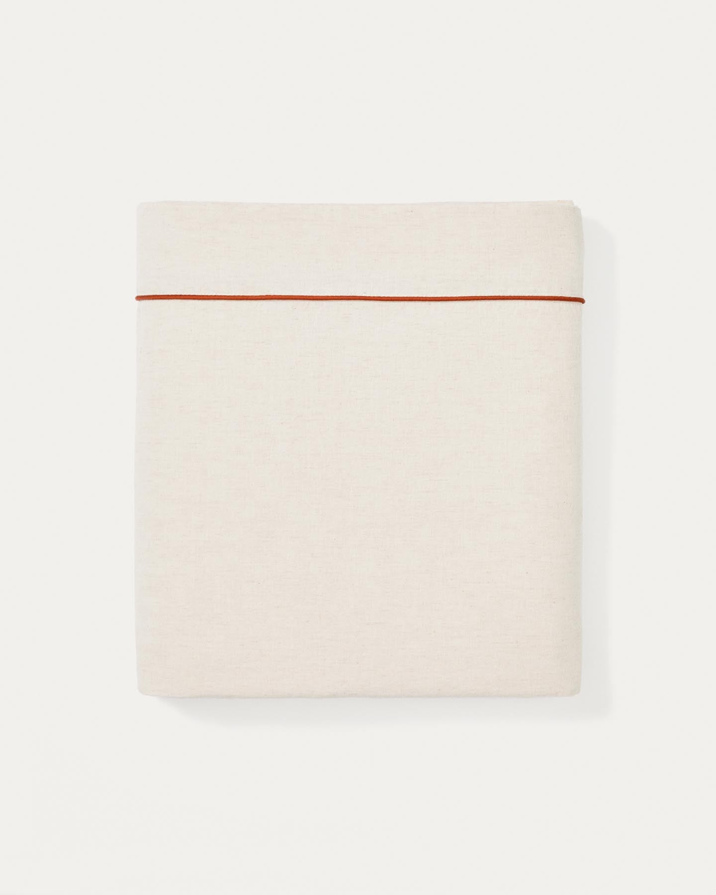 Oberlaken Virelda aus Baumwolle und Leinen mit kontrastierender Ziernaht für ein 90-cm-Bett in Ecru präsentiert im Onlineshop von KAQTU Design AG. Bettwäsche ist von Kave Home